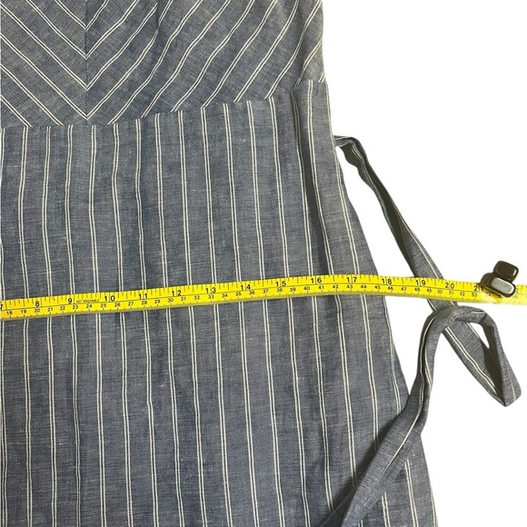 Banana Republic Striped Linen Blend Shift Dress Blue White Tie Waist Size 8 NWT - Picture 4 of 13